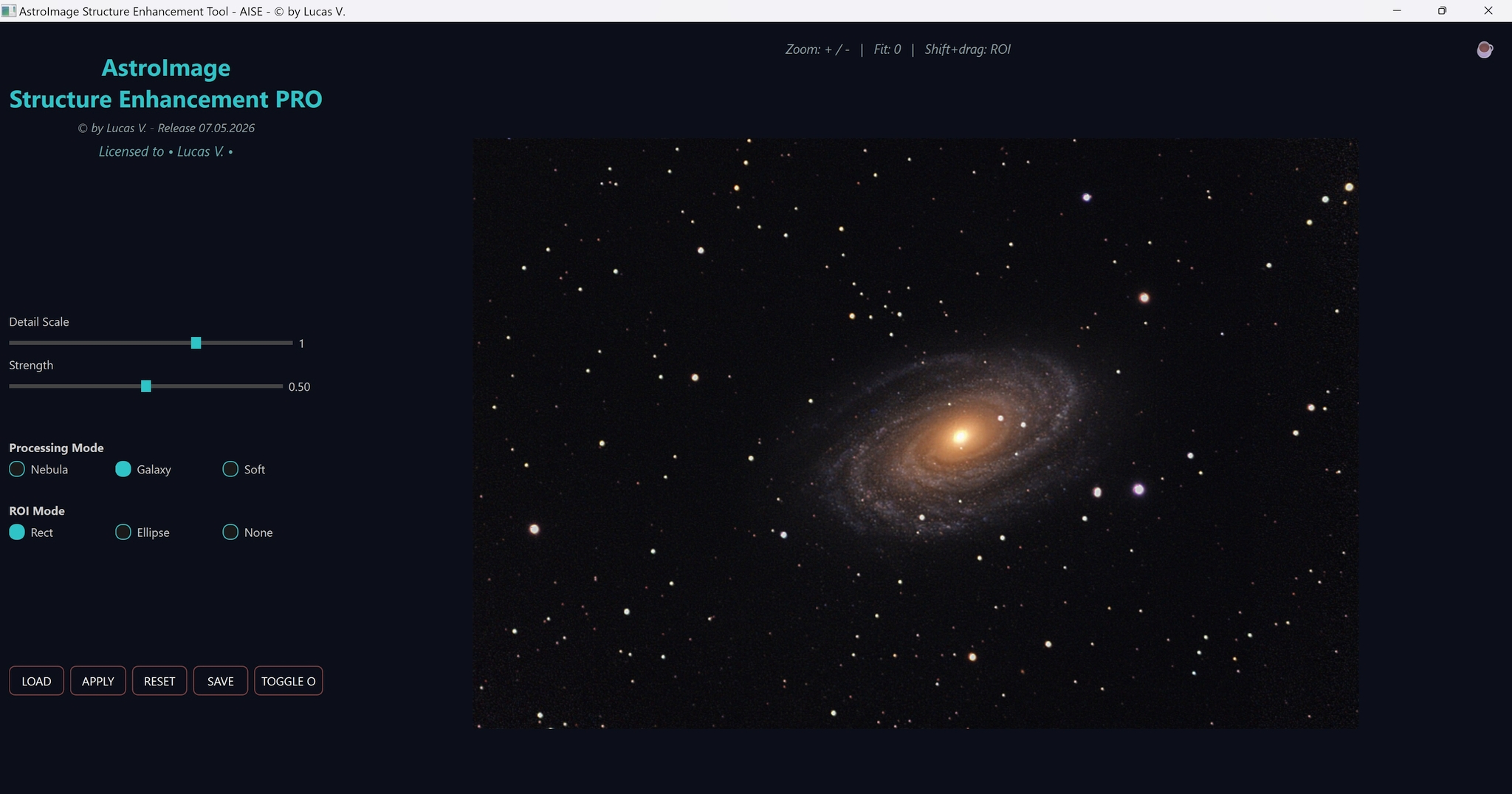 AstroImage Structure Enhancement interface for astrophotography processing